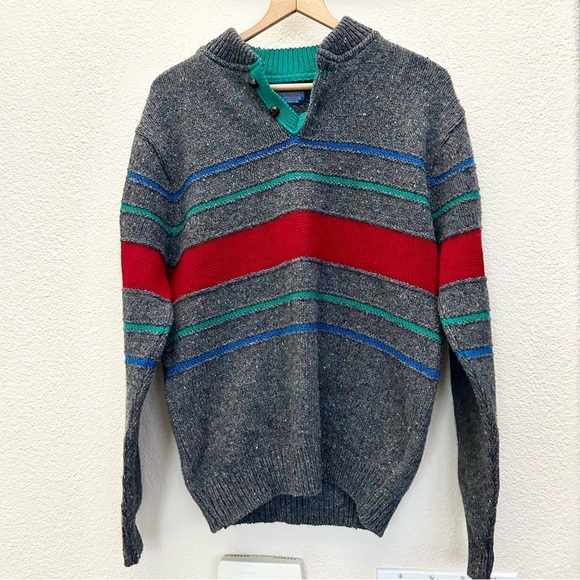 Other - Vintage 80's Pendelton Gray Flecked Virgin Wool Vneck grey size M made in USA